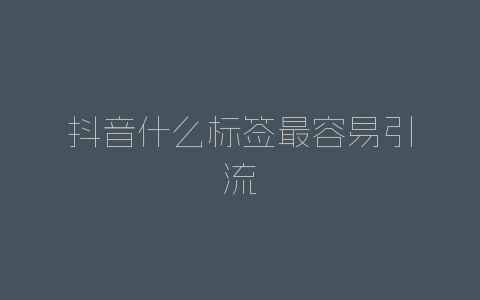 抖音什么标签最容易引流