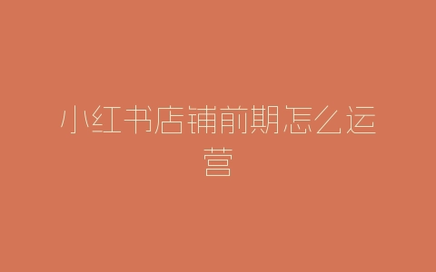 小红书店铺前期怎么运营