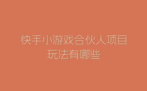 快手小游戏合伙人项目玩法有哪些-自媒星球