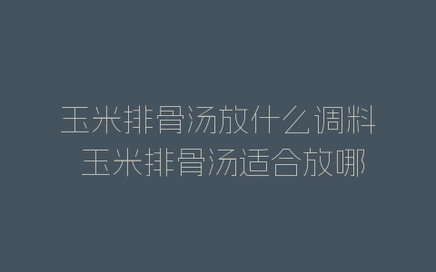 玉米排骨汤放什么调料 玉米排骨汤适合放哪些调料