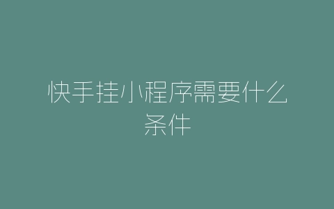 快手挂小程序需要什么条件-自媒星球