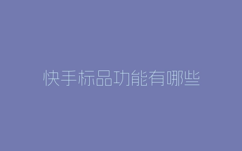 快手标品功能有哪些-自媒星球
