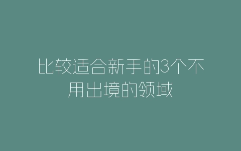 比较适合新手的3个不用出境的领域-自媒星球