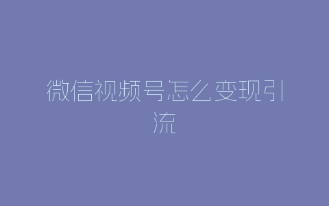 微信视频号怎么变现引流-自媒星球