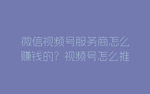 微信视频号服务商怎么赚钱的？视频号怎么推广流量-自媒星球
