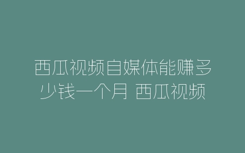 西瓜视频自媒体能赚多少钱一个月 西瓜视频自媒体赚钱吗-自媒星球