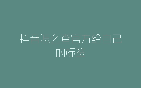 抖音怎么查官方给自己的标签-自媒星球