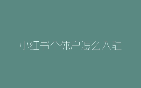 小红书个体户怎么入驻-自媒星球