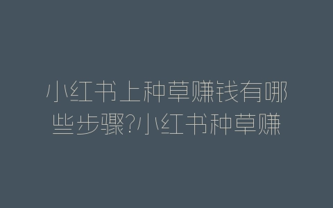 小红书上种草赚钱有哪些步骤?小红书种草赚钱方法-自媒星球