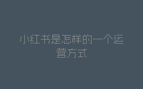 小红书是怎样的一个运营方式-自媒星球