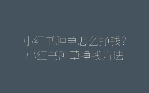 小红书种草怎么挣钱？小红书种草挣钱方法-自媒星球