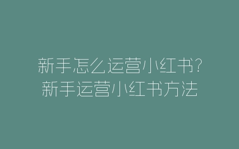 新手怎么运营小红书?新手运营小红书方法-自媒星球