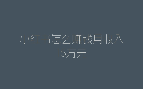 小红书怎么赚钱月收入15万元-自媒星球