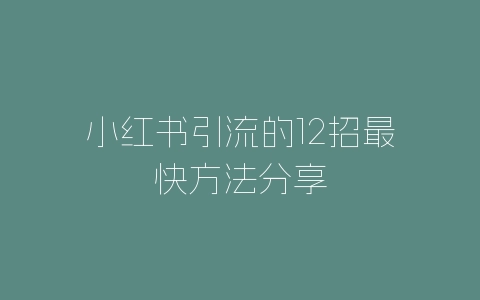 小红书引流的12招最快方法分享-自媒星球