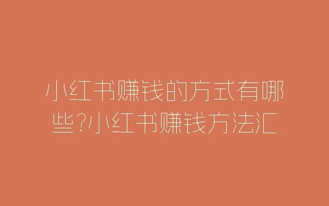 小红书赚钱的方式有哪些?小红书赚钱方法汇总-自媒星球