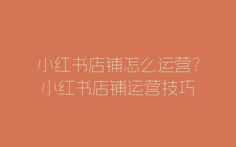 小红书店铺怎么运营?小红书店铺运营技巧-自媒星球