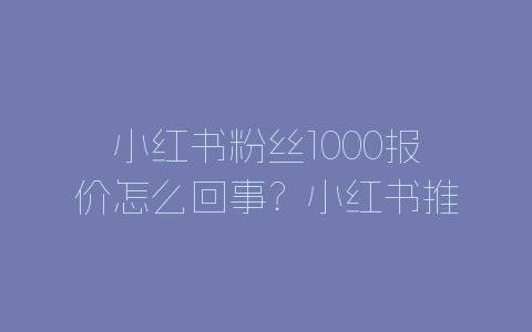 小红书粉丝1000报价怎么回事？小红书推广收费标准-自媒星球