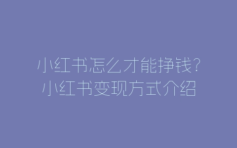 小红书怎么才能挣钱？小红书变现方式介绍-自媒星球