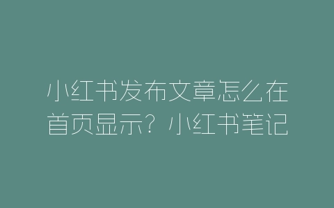 小红书发布文章怎么在首页显示？小红书笔记上首页方法介绍-自媒星球