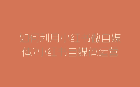如何利用小红书做自媒体?小红书自媒体运营方法-自媒星球