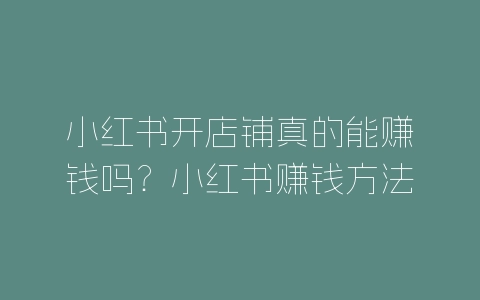 小红书开店铺真的能赚钱吗？小红书赚钱方法方法技巧-自媒星球