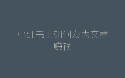 小红书上如何发表文章赚钱-自媒星球