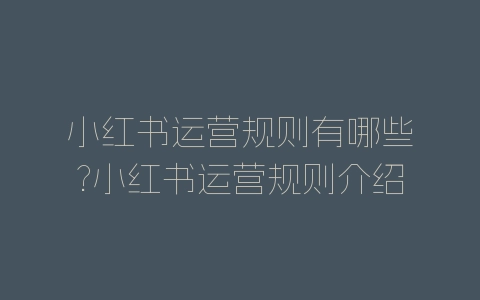 小红书运营规则有哪些?小红书运营规则介绍-自媒星球