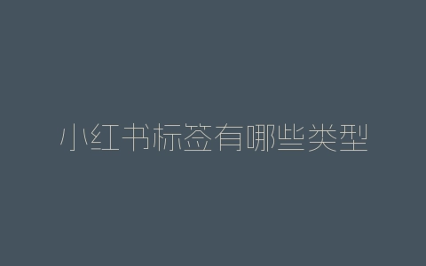 小红书标签有哪些类型-自媒星球