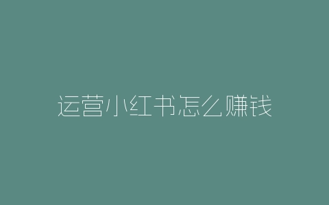 运营小红书怎么赚钱-自媒星球
