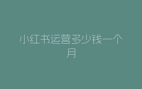 小红书运营多少钱一个月-自媒星球