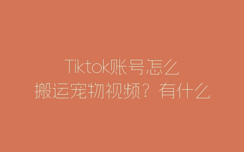 Tiktok账号怎么搬运宠物视频？有什么技巧吗？-自媒星球
