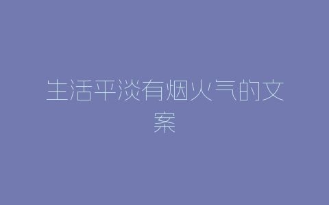 生活平淡有烟火气的文案-自媒星球
