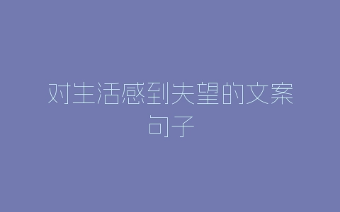 对生活感到失望的文案句子-自媒星球