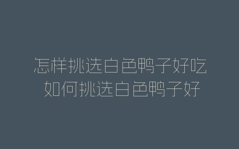怎样挑选白色鸭子好吃 如何挑选白色鸭子好吃-自媒星球
