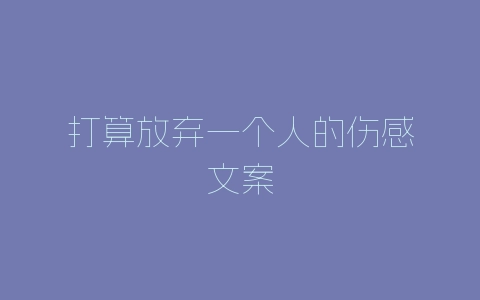 打算放弃一个人的伤感文案-自媒星球