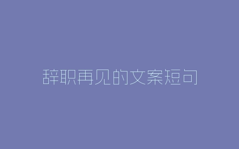 辞职再见的文案短句-自媒星球