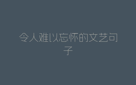 令人难以忘怀的文艺句子-自媒星球